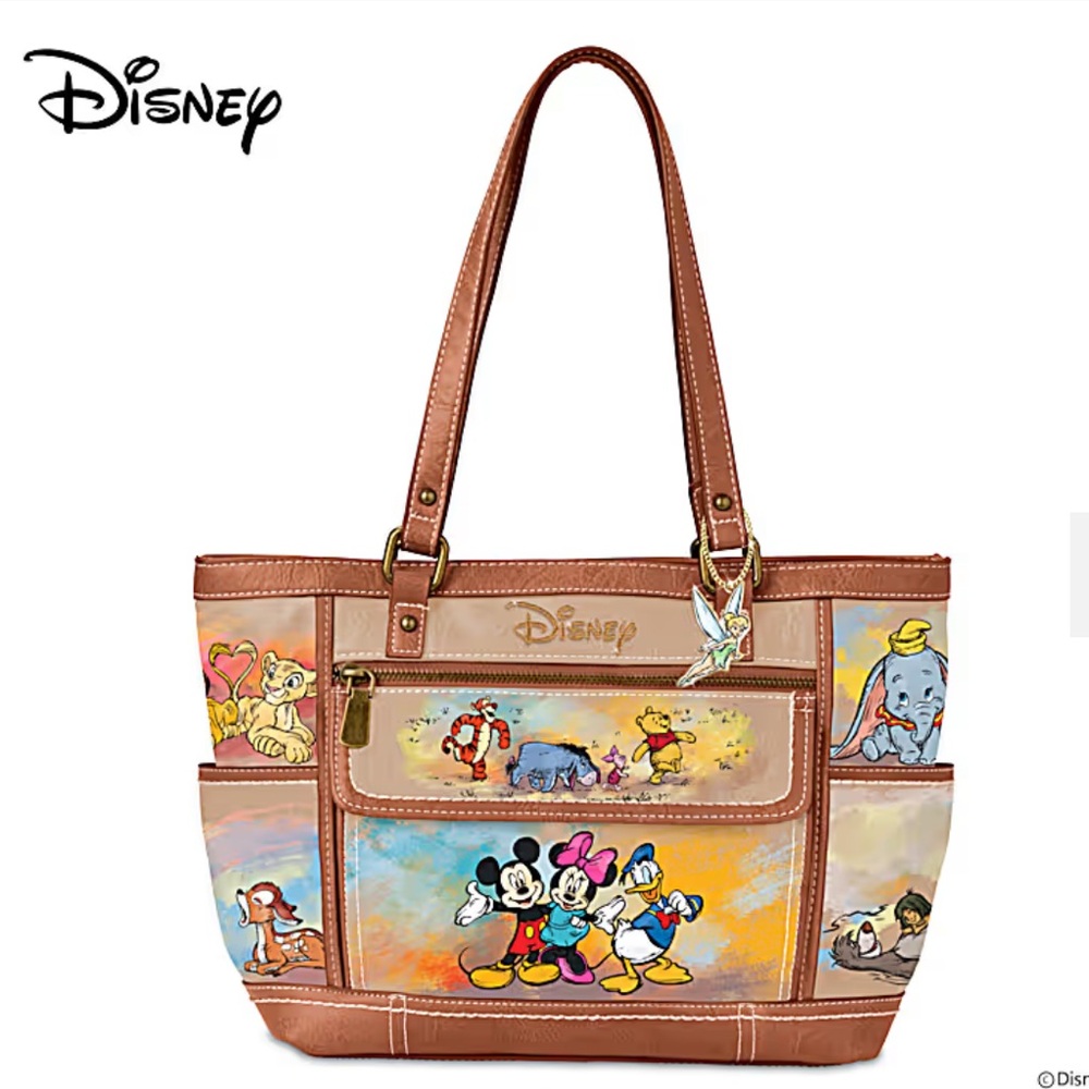 The Bradford Exchange Brown Disney Tote with Colorful Characters